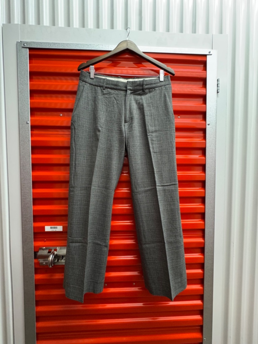 Theory Wool Subtle Plaid Check Flat Front Baggy Classic Dress Pants